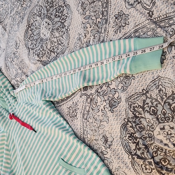 Women's size small Tek Gear Turquoise and white striped hooded sweatshirt. - Picture 5 of 8